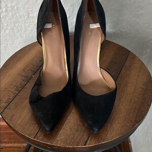 Merona Black Suede Pointed D'Orsay Heels
